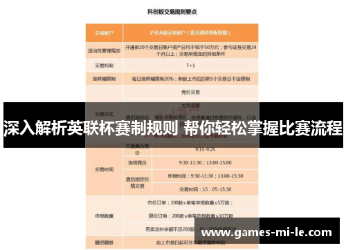 深入解析英联杯赛制规则 帮你轻松掌握比赛流程