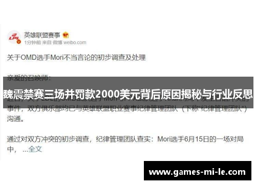 魏震禁赛三场并罚款2000美元背后原因揭秘与行业反思